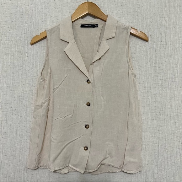 Doe + Rae Sand Tan Sleeveless Button Down Shirt size S - Picture 3 of 8